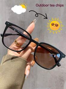 1pc Large Frame Rivet Photochromic Outdoor Glasses For Summer Beach Vacation,Outdoor,Travel Back To School Fashionable Preppy School Look