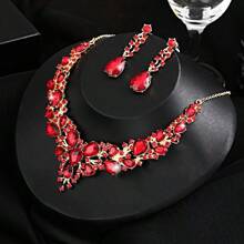 2pcs Necklace & Earring Set, Exaggerated Bridal Wedding Dress, Party, Banquet Accessories, Premium Matching Jewelry Set