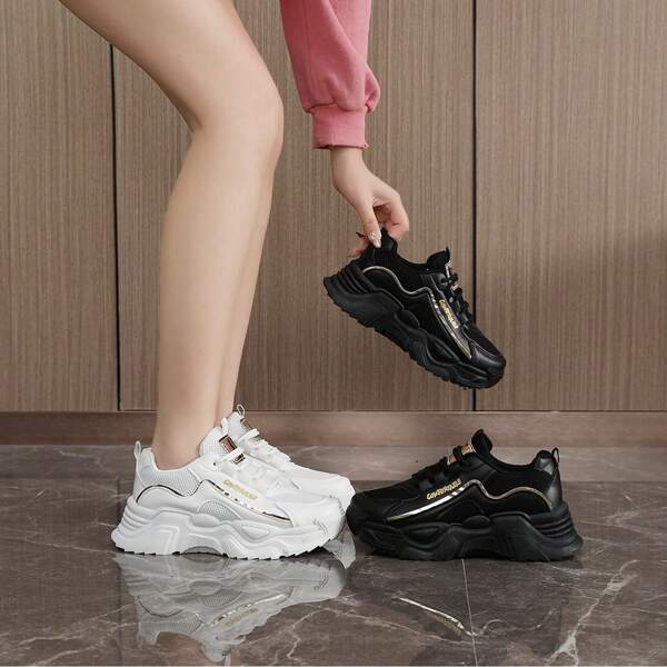 2025 Spring New Korean Style Breathable Chunky Sneakers, Women Casual Ins Student Platform Running Shoes, T851