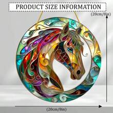 1 件美丽的马主题太阳捕手装饰（8 英寸 X 8 英寸），透明水晶窗户太阳捕手装饰，可作为送给马爱好者女性朋友的生日礼物，马派对装饰，时尚家居装饰，适用于窗户、花园、门廊、卧室、办公室和户外露台