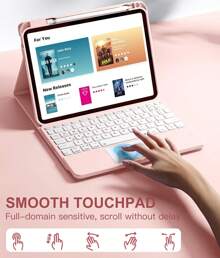 For IPad 10th Generation Case With Keyboard, 7 Color Backlight, Multi-Touch Trackpad, Flip Stand Case With Pencil Holder,  For IPad (A16) 11th/10th Gen (2025/2022), Black - 粉色 - 查看 3
