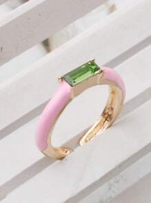 1 Open-Ended Ring Bohemian Candy Color Drip Oil Rectangle Glass Stackable Ring For Women - Statement Jewelry Gift - Geometry - View 23