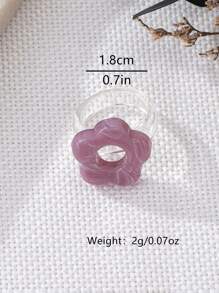 1pc Elegant Acrylic Flower Design Casual Ring For Women
