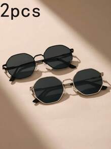 4/3/2 Pairs - 1 Pair/Women's Full-Frame Retro Rice Nail All-Match Fashion Glasses, Fashion Slim Ordinary Decorative Glasses, Retro Metal Polygon Fashion Decorative Glasses, Outdoor Casual Glasses, Game Photo Decorative Glasses (Glasses Case)