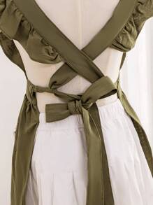 1 pezzo grembiule ricamato con tessitura floreale, design a volant in tessuto moderno, grembiule per la casa con decorazione floreale, grembiule full body per donna, grembiule per la casa, abbigliamento da lavoro domestico, divisa per negozio di fiori, grembiule da lavoro