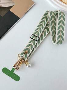 1 telefoonkoord met geborduurde wijnstok, lange crossbodyband met verstelbare hanger met imitatieparels, compatibel met en andere telefoons, unisex anti-verlies ketting, cadeau voor moeder, familie, vrienden, verjaardag, vakantie, telefoonhanger, telefoonketting