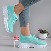 New Spring/Summer Knit Sport Shoes, Lightweight Comfortable Breathable Casual Running Shoes - Blue - View 6