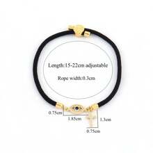 1pc New Classic Pave Zirconia Eye Cross Pendant Colorful Adjustable Rope Bracelets For Women - Bracelet - View 2