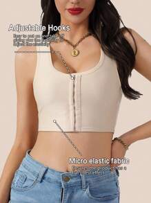 1pc Invisible Chest Binder For Cosplay & Yoga, Quick-Drying Front Closure Breathable Sports Bra For Women In Summer