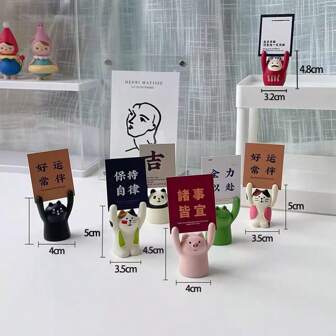 Raised Hand Piggy Figurine, Inspirational INS Resin Desktop Decor, Cute Memo Pad, Birthday Gift