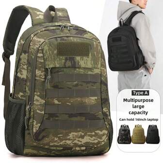 2025 New Large Capacity Backpack With Simple Design, Tactical Camouflage, Student Backpack, Multi Functional Outdoor Sports And Fitness Backpack, Multi Pocket Travel And Mountaineering Essential Item, Men's Double Shoulder Bag Suitable For Teen Summer Casual Outdoor Athletic Or Vacation Travel Or Graduation Gifts Or Birthday Dress Accessories