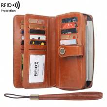 RFID Anti-Theft Brush Large Capacity Retro Long Wallet