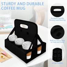 Cup Caddy Portable Drink Carrier Or Cans Reusable, 6-Cup Holder With Handle - 黑色 - 查看 3