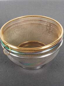 Panier d'égouttage en acier inoxydable, 1 pièce, ensemble de passoire en acier inoxydable doré et argenté, égouttoir à mailles fines, bassin de drainage multifonction, égouttoir à tamis, égouttoir à mailles, égouttoir de cuisine multifonction pour fruits, évier et riz - Panier d'égouttage à mailles fines pour un égouttage efficace - Antirouille et durable