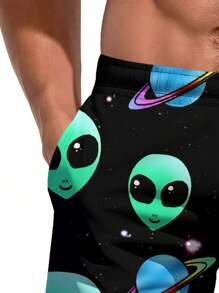 Plus Size Men's 3D Hawaii Style Print Quick Drying Casual Beach Shorts - Drawstring Waistband, Perfect For Summer Outdoor Activities