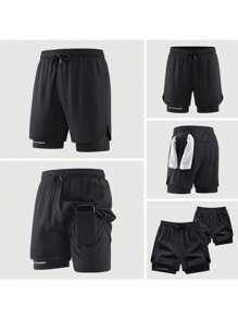 Zomerse snel drogende hardloopshorts met ingebouwd ondergoed, boyfriend-stijl heren 3/4 trainingsbroek voor fitness in de sportschool
