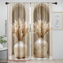 2 Stücke Dekorative Vorhänge im Boho-Stil mit Stangen-Tasche Design - Einfach aufzuhängen, halbtransparenter Polyester, maschinenwaschbar - ideal für Wohnzimmer, Schlafzimmer, Büro, Küche, Café - verleiht jedem Raum einen festlichen Charme, Schlafzimmervorhänge|Boho-Stil Vorhänge|Polyestervorhänge, Wohnzimmervorhänge - Verschiedenfarbig - Übersicht 8
