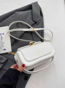 Women's Fashion Box-Shaped Crossbody Bag, Elegant Minimalist Lady Large Capacity Handheld - White - View 3