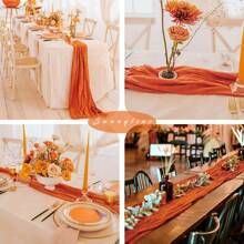 1pc/5pcs 90*180cm Solid Color Table Runner, Minimalist Polyester Tablecloth Decor, Suitable For Dining Table - White - View 5