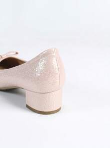 Square Toe Low Vamp Comfortable Chunky Heel Soft Bottom Work Shoes - Pink - View 3