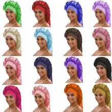 ZTZI Satin Long Bonnet Sleep Cap, Solid Color Casual Polyester Fiber(Polyester) Bonnet, Suitable For Home & Daily Wear, All Seasons - Multicolor - View 6