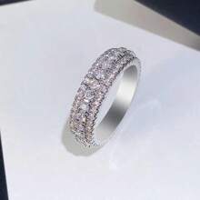 1PC High-Grade Women's Fashion Wedding Band Engagement Zirconia Ring Party Birthday Anniversary Christmas Gifts For Women Girlfriend Fine Jewelry Size 5-11# - 銀色 - 查看 4