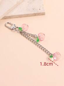 1pc Unisex Cute Peach Shaped Keychain Summer Fruit Style Gift For Couples Friends Bag Pendant Bows Cherry - Pink - View 5