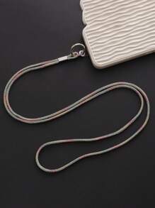 1 pieza Cinta con brillos, cristales y strass con llavero y porta identificación, 7 colores, 65cm de largo, accesorio de moda para móvil, adecuado para todos los regalos de ocasiones, madre, familia, amigos, cumpleaños, vacaciones, adorno para teléfono, cadena para teléfono - Multicolor - Ver 9