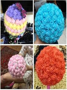 144pcs Artificial Mini Rose Mixed Color Paper Flowers, Handmade Small Flowers Crafts, Micro Flowers For Wedding Bouquet, Papercraft, DIY Scrapbooking Decor With Stems