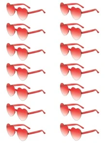 14pcs, 5pcs, 30pcs, 12pcs, 15pcs Combo Pack, 1 Style Random Color Bear Design Unisex Heart Shaped Fashionable Glasses, Suitable For Party, Wedding, Gift, Festival Accessories, Women Casual Outfit, Beach Accessories, Women - Multicolor - View 5