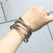 朋克嘻哈风格灵活可调节金项链，蛇形手链臂带发带，多功能配饰 - 蛇形 - 查看 6