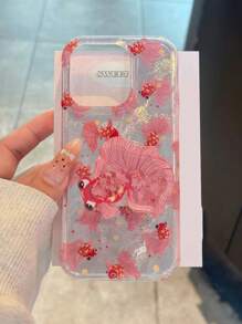 印花鱼图案铝箔画手机壳，镀银简约防摔加厚保护套，适用于 iPhone 16/16 ProMax、iPhone 15 XR/7/8、iPhone 15 ProMax、13 ProMax、14 ProMax、13、14、11、12P、14P、11P、12P、XS、XR、7/8P、7/8 GES2