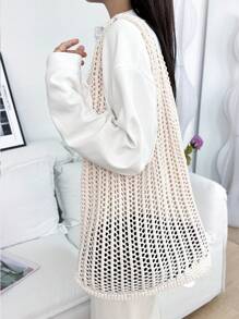 ENBEI Zomermode vakantie strandtas, elegante kaki damestas, gehaakte tas dames handtas, lunchtas, schoudertas reisbenodigdheden, cruise essentials, geschikt voor dagelijks gebruik, vakantie, winkelen en bijpassende kleding, zakelijke casual dames, studenten, Moederdag cadeaus, bruiloft bruid bruidsmeisjes cadeaus