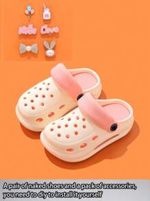 Kids Thick Sole Hollow Hole Shoes,Girls Summer Casual Cute Pattern Indoor Outdoor Fashion Sandals, Multifunctional Comfortable Non-Slip Beach Shoes Eva Soft Bottom Breathable Mid/Big Children Slippers Garden Shoes
