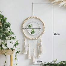1pc Exquisite Bohemian Round Hanging Wall Mirror With Macrame Fringe - Adds Boho Chic Touch To Bedroom, Living Room - Aesthetic Glass Home Decor For Modern Space