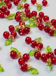 30/50pcs Handmade Glass Cherry Pendant, Unique Niche Design, Suitable For DIY Necklace, Keychain, Bracelet, Mini Gift - Red - View 4