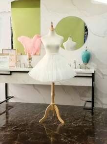 1pc Women's White/Black Boneless Tulle Petticoat, 80cm Long 2-Layer 3-Tier Crystal Organza Lining, Can Be Worn Outerwear, Adjustable Lolita Puffy Underskirt, Applicable For Wedding, Party Dress, Cosplay Costume Fall Clothes For Women - Multicolor - View 6