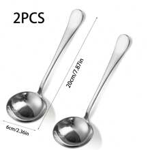 3pcs/Pack High Quality Stainless Steel Thick Long Handled Soup Spoons, Ramen Soup Ladles, Deep Drink Soup Spoons, Large Cooking Spoons, Suitable For Ramen/Soup/Hot Pot/Stirring, Etc. (Silver/Gold, 7.87 Inches)