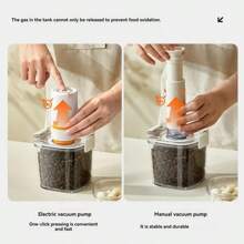 Contenedor de Sellado al Vacío para Granos de Café Tanque Sellado Tarro Eléctrico de Vacío Cereales Caja de Almacenamiento de Arroz Recipiente Sellado a Prueba de Humedad - transparente - Ver 5