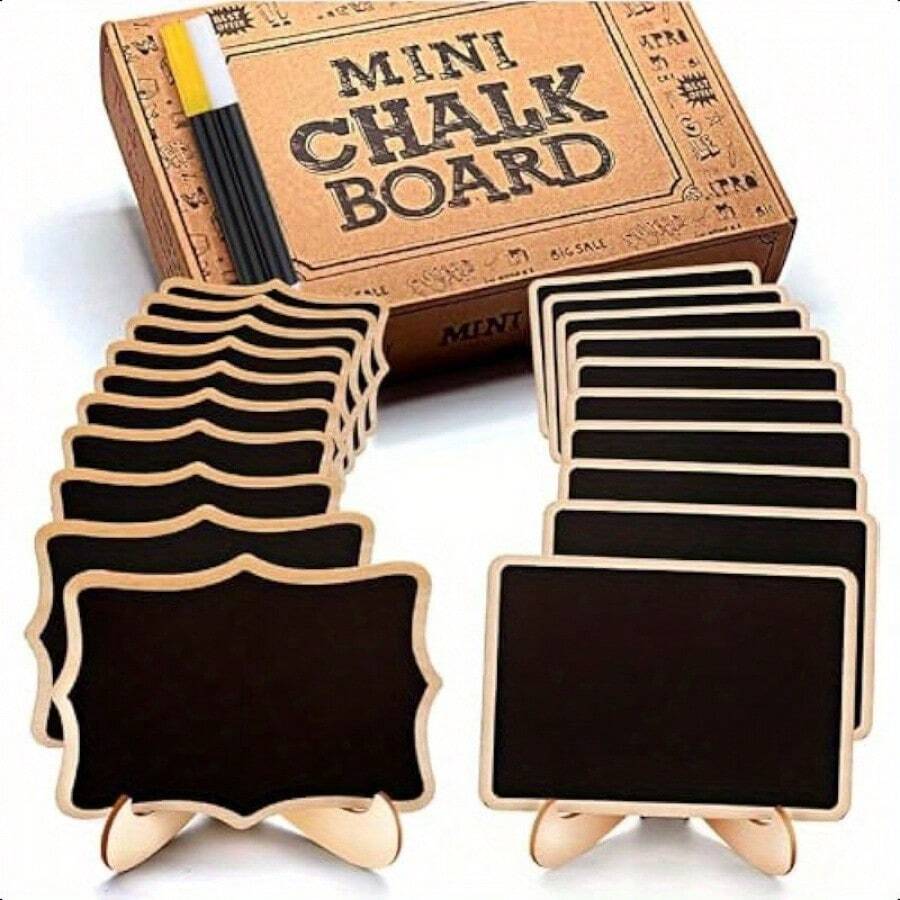 Mini Chalkboard Signs 20 Pack Framed Small Chalk Board Food Labels With Easel Stand For Party Buffet Or Wedding Celebration Wooden Blackboard As Place Cards For Table Setting Or Numbers - Như hình ảnh - Xem 1