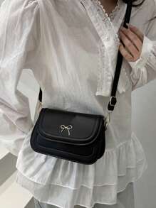 Túi đeo chéo mini hình nơ Mignon thời trang mới, Túi đeo vai nữ INS cá tính mùa hè Túi vuông nhỏ thời trang thích hợp để mua sắm, đi làm - màu đen - Xem 4