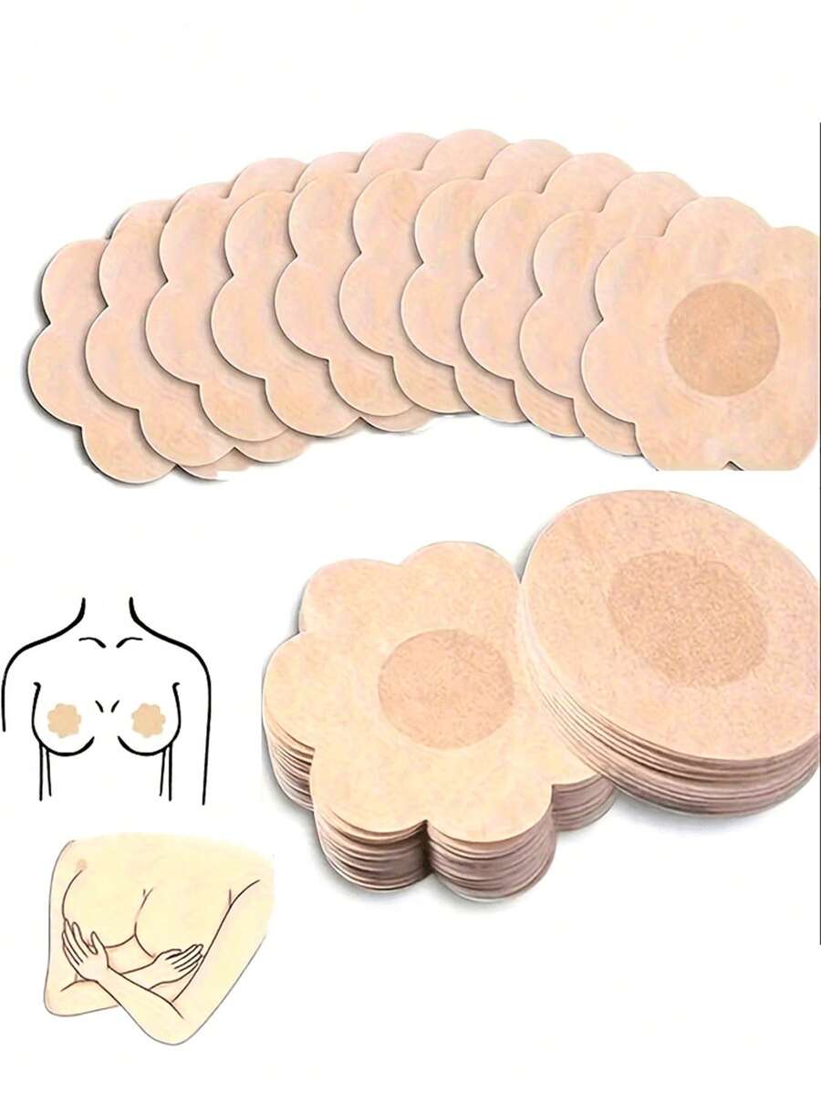 Set de 10 piezas/20 piezas/50 piezas Parche desechable para pezones, parche antideslizante de verano invisible, transpirable y antialérgico, parche para el pecho para vestido de novia, baile, estudiante, maratón, deportes, y antifricción para el verano