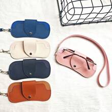 1 Stück weiches Ledersonnenbrillen Etui, schmale Brillen-Tasche, Brillenhalter, Brillen-Organizer zum Umhängen mit Anti-Druck-Schutzbox, Reiseetui für Brillen für Frauen und Männer