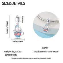 1 件可爱兔子动物饰品兔子饰品复活节珠宝茶杯兔子饰品女士手链 DIY 珠宝制作饰品女士时尚珠宝饰品节日礼物 - 銀色 - 查看 11