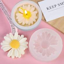 1 pièce/2 pièces Moule en silicone à motif marguerite pour la fabrication de résine et de bougies, moule à bougie d'aromathérapie florale