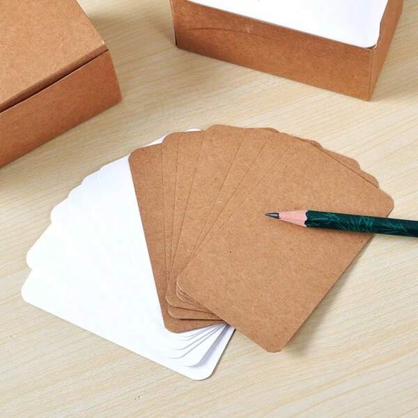 50/100pcs Blank Hard Paper Cards, DIY Card Games, Blank English Flashcards, Outdoor Game Cards, Sketchbook Blank Postcards