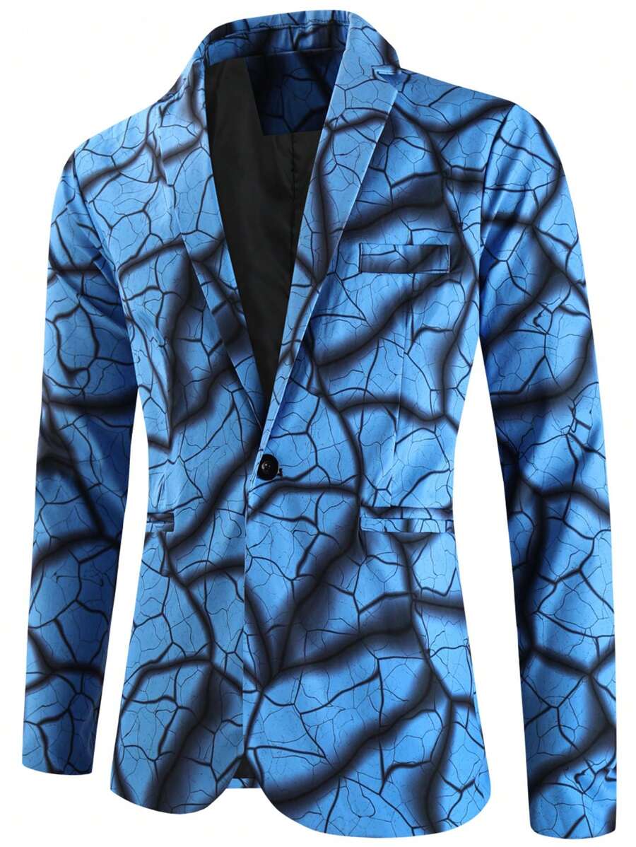 New Fashion Digital Print Blazer For Men, Casual Suit Jacket (Random Print) - Multicolor - View 1