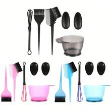 Blending Hair Teasing Comb Mixing Bowl Set Hair Color Set Salon Hair Coloring Tool Hair Color Kits Dishes Suite Boutique Bowl Cover Plastic Dye Hair Tool Set(Black)
