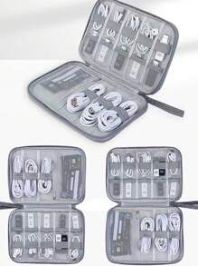 1pc Multifunctional Travel Storage Bag, Pencil Case, Stationery Pouch, Card Holder, Digital Organizer, Jewelry Bag, Utility Pouch, Document Folder, Pen Case, Watch Storage Bag, Suitable For Charging Cables, Power Banks, Earphones And Other Digital Devices Storage, Multi-Purpose Cable Organizer, Digital Accessories Protective Case, Travel Essentials,Back To School,School Supplies,Pencil Pouch,School Bag