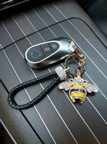 1 件时尚水钻蜜蜂和皮革钥匙扣 - 彩色 - 查看 4